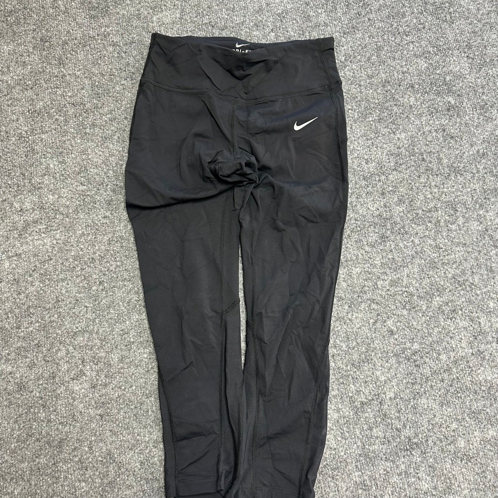 Nike Leggings Womens Size XS Black Dri-Fit Mesh Cropped Athletic Yoga Pants